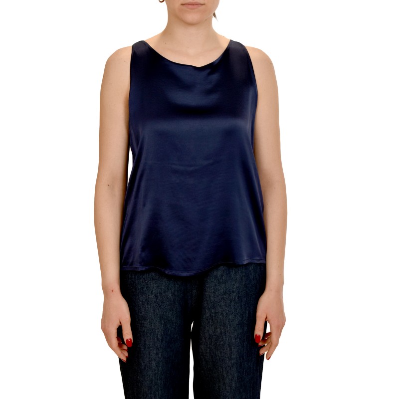 Motel Satin Top-Marine