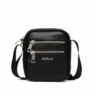 Replay Crossbody Double Zip Pocket Bag-Black