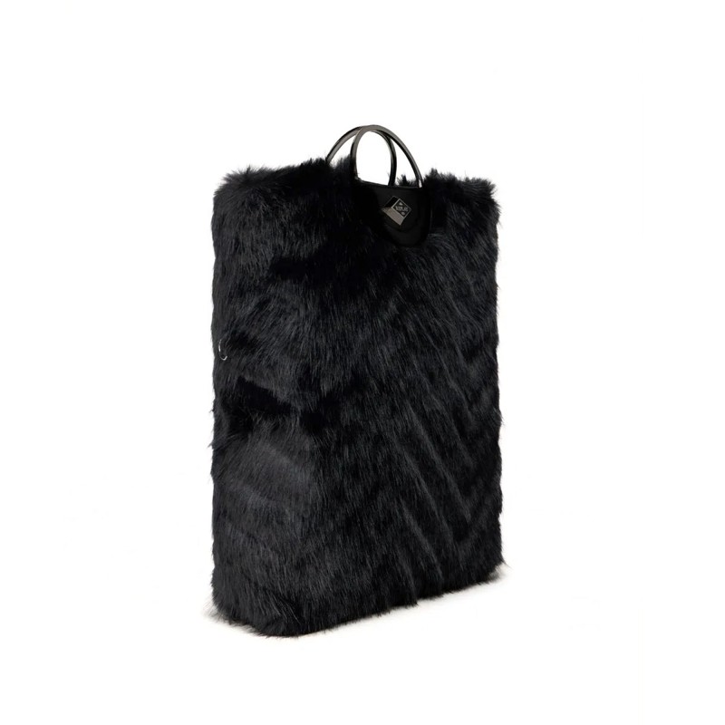 Replay Bag Foldable Faux Fur-Black
