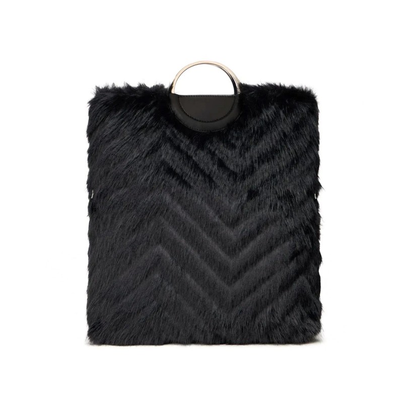 Replay Bag Foldable Faux Fur-Black