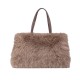 Replay Bag Faux Fur With Logo-Dark Beige