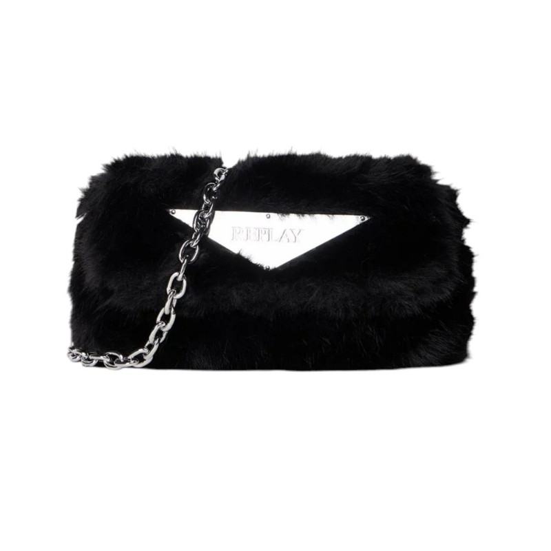 Replay Bag Crossbody Faux Fur-Black Replay Bag Crossbody Faux Fur-Black