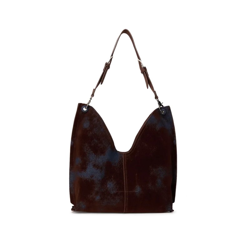 Replay Bag Suede Effect And Denim Boho Style-Indigo Overdyed