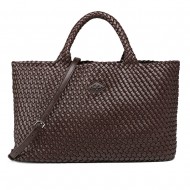 Replay Bag Shopping Braided Logo Print-Brown