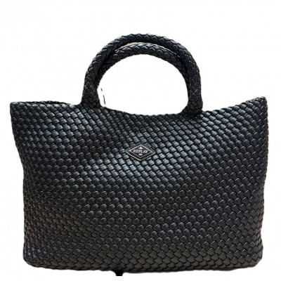 Replay Bag Shopping Braided Logo Print-Black