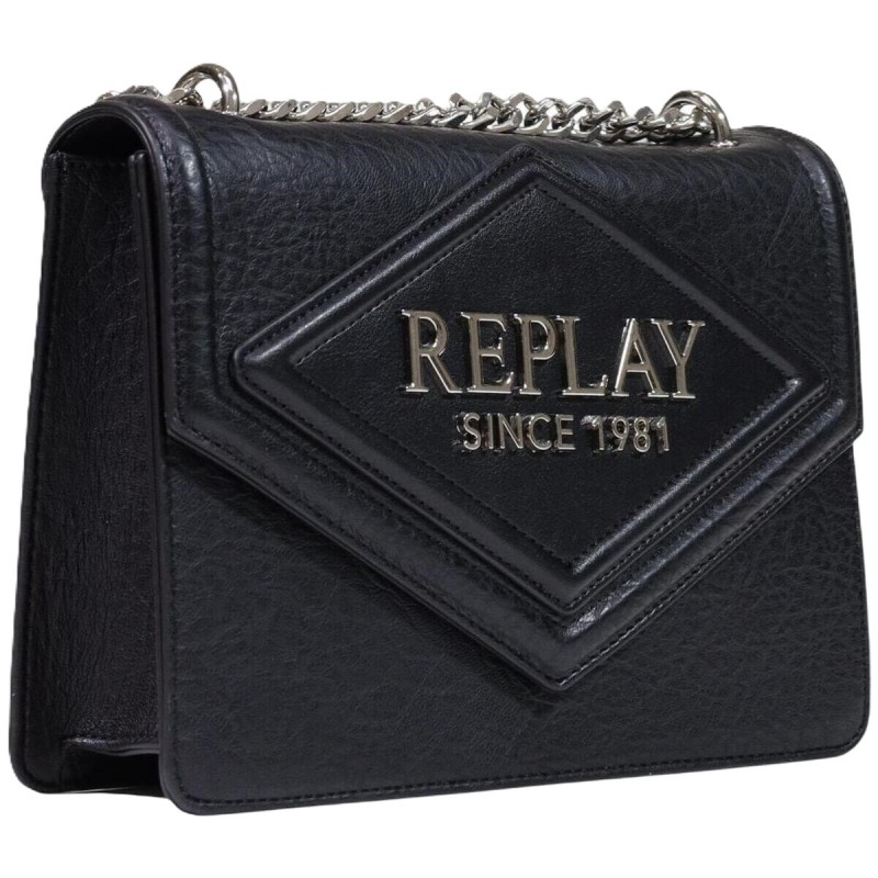 Replay Bag Crossbody With Logo-Black Replay Bag Crossbody With Logo-Black