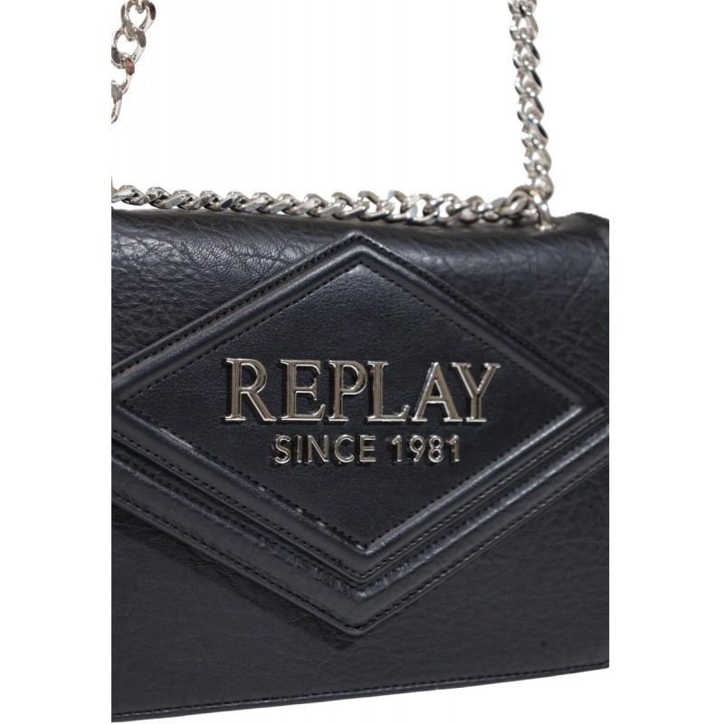 Replay Bag Crossbody With Logo-Black Replay Bag Crossbody With Logo-Black