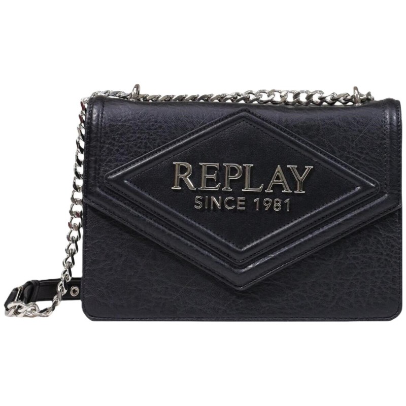 Replay Bag Crossbody With Logo-Black Replay Bag Crossbody With Logo-Black