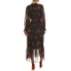 We_Are Dress Long Scarf Collar With Roses Pattern All Over-Roses We_Are Dress Long Scarf Collar With Roses Pattern All Over-Roses