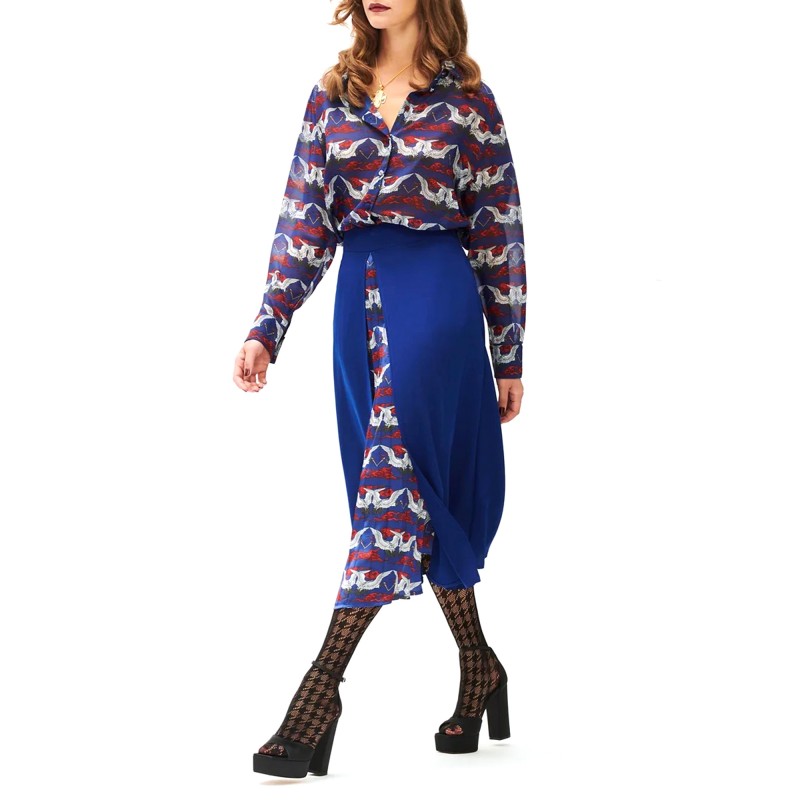 We Are A-Line Pleated Detailed Skirt-Indigo