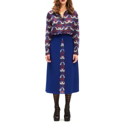 We Are A-Line Pleated Detailed Skirt-Indigo