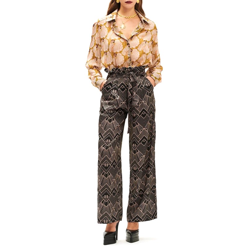We Are High Waisted Wide Leg Trousers-Black Gatsby