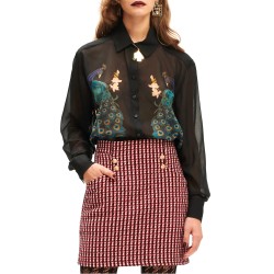 We Are Peacock Patterned Shirt-Black
