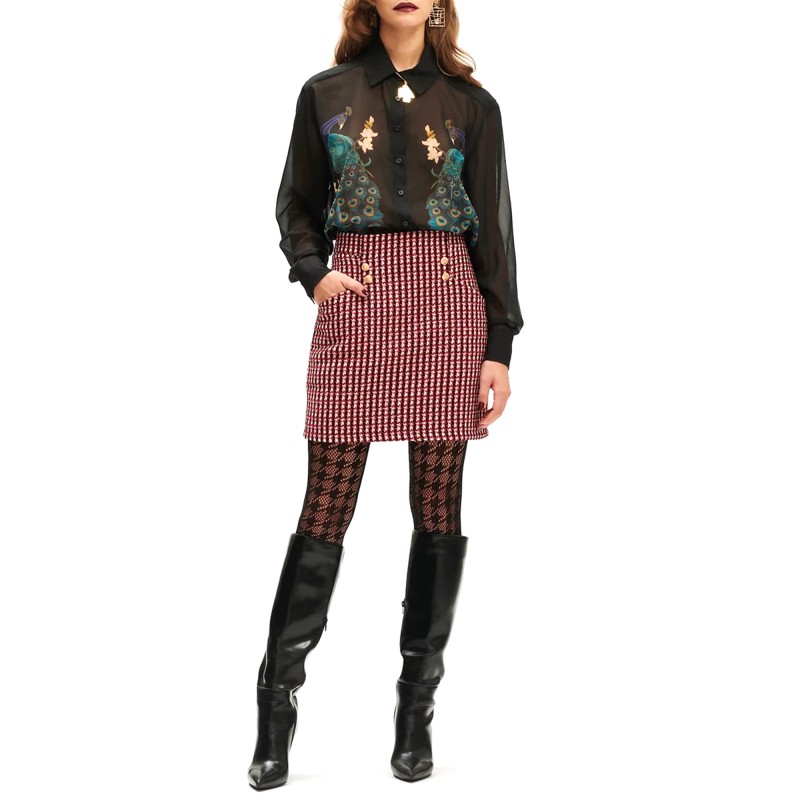 We Are Peacock Patterned Shirt-Black