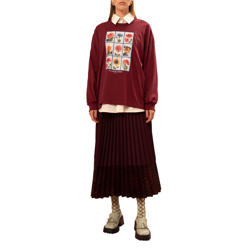 We_Are T-Shirt Long Sleeved Floral Print-Burgundy
