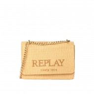 Replay Bag Raffia With Lettering-Sand