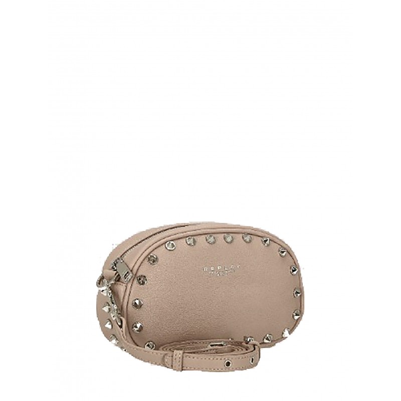 Replay Crossbody Bag With Spike Details-Pink Brown