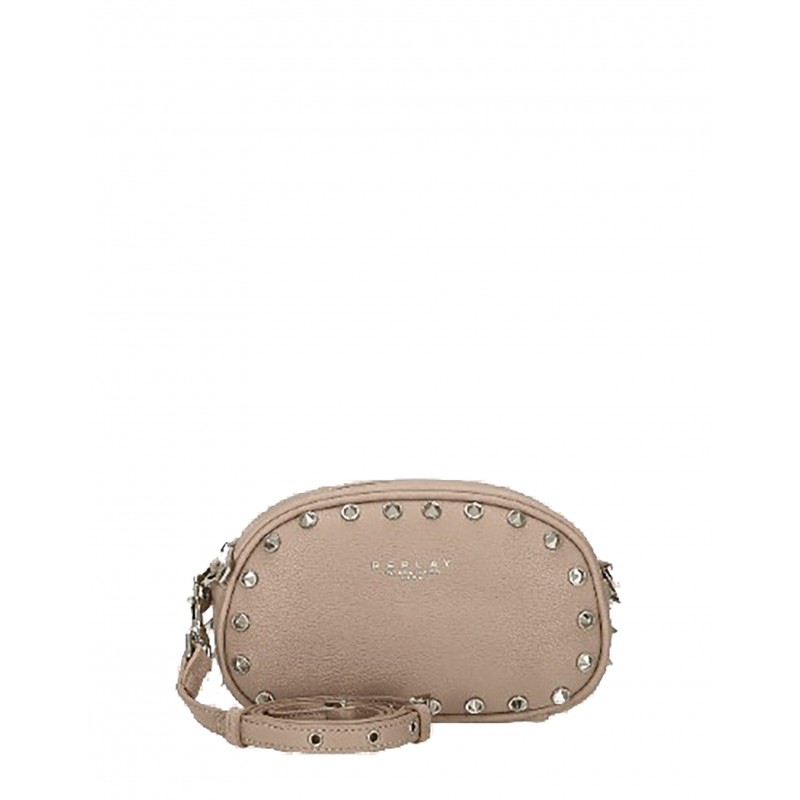 Replay Crossbody Bag With Spike Details-Pink Brown