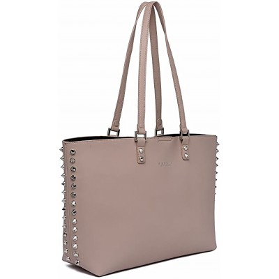 Replay Shopper Bag With Spike Details-Pink Brown