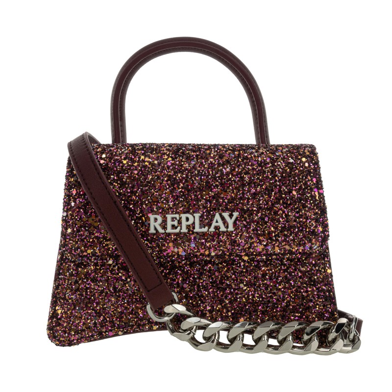 Replay Glitter Adjustable Mini Flap Handbag-Pretty Pink Replay Glitter Adjustable Mini Flap Handbag-Pretty Pink