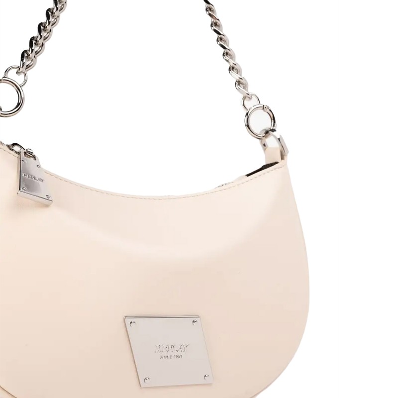 Replay Bag Mini Hobo With Chain Handle-Dirty White Replay Bag Mini Hobo With Chain Handle-Dirty White