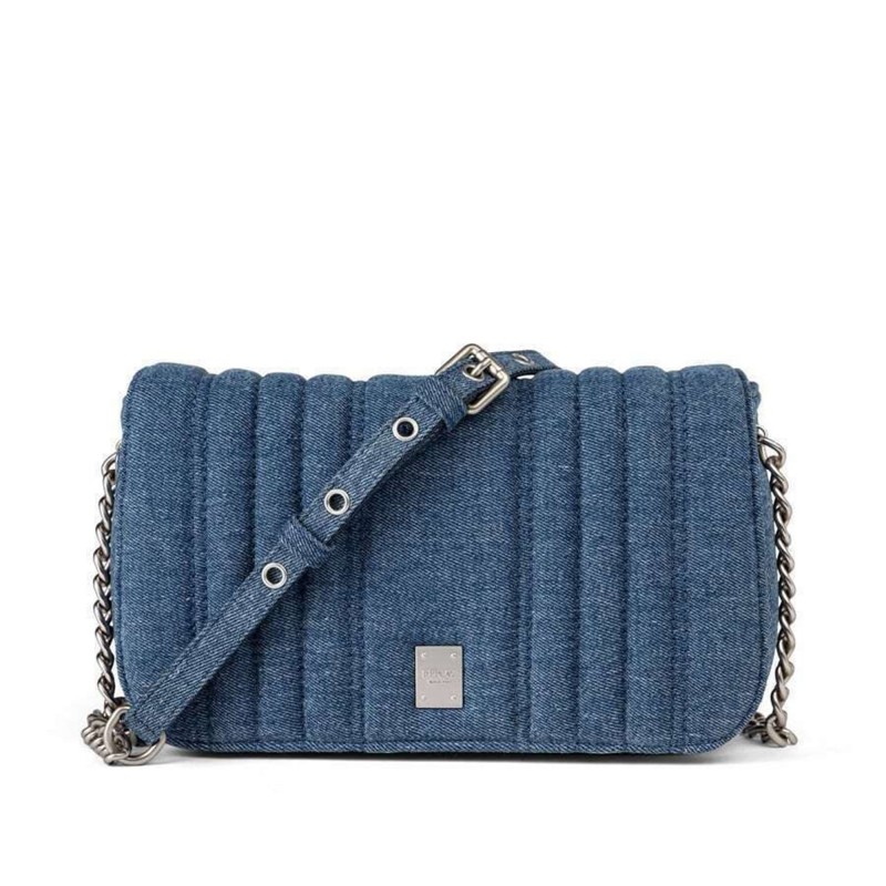 Replay Shoulder Bag With Flap Blu Denim-Blue Replay Shoulder Bag With Flap Blu Denim-Blue