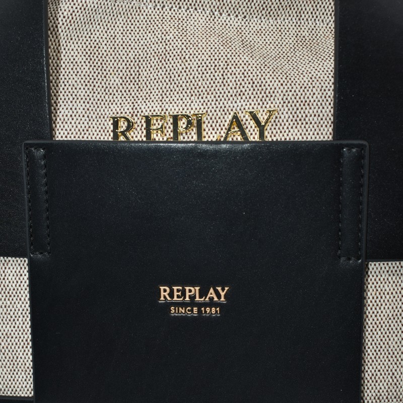 Replay Shoulder Bag-Black/Beige