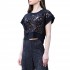 Aggel Blouse Lace With Knit Details-Black