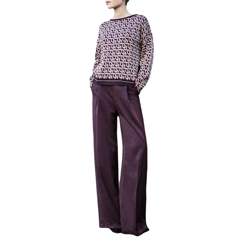 Aggel Trousers Satin Shine-Burgundy