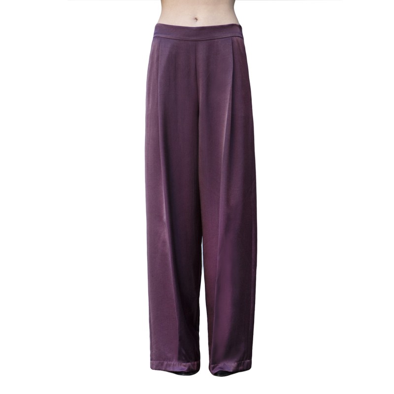 Aggel Trousers Satin Shine-Burgundy