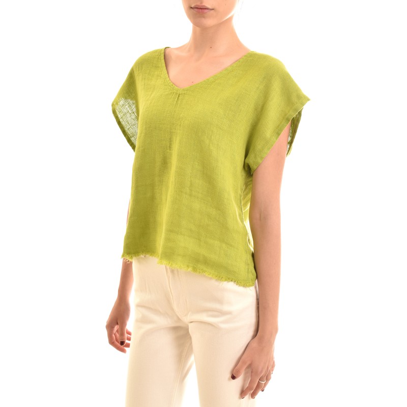 Lotus Eaters Relaxed-Fit Linen Blouse-Lime