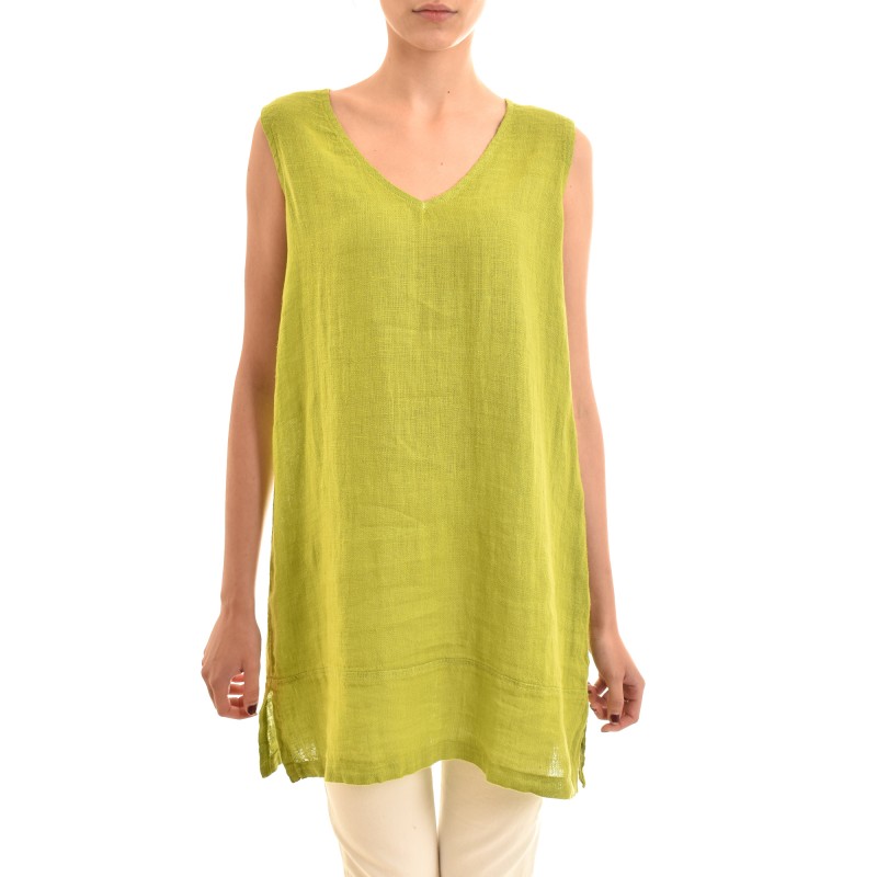 Lotus Eaters Pure Linen Short Relaxed-Fit Dress-Lime Lotus Eaters Pure Linen Short Relaxed-Fit Dress-Lime
