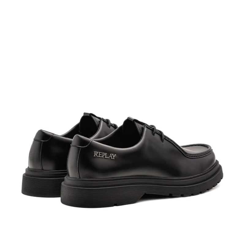 Replay Loafers Lace Up Pierce Enginner Glossy Finish-Black Replay Loafers Lace Up Pierce Enginner Glossy Finish-Black