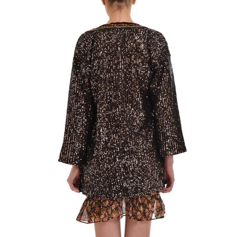 Nekane Kimono Bagnaia Embroidered With Sequins-Black Nekane Kimono Bagnaia Embroidered With Sequins-Black