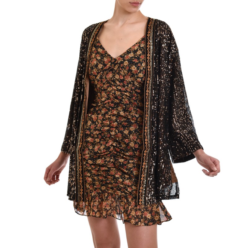 Nekane Kimono Bagnaia Embroidered With Sequins-Black Nekane Kimono Bagnaia Embroidered With Sequins-Black