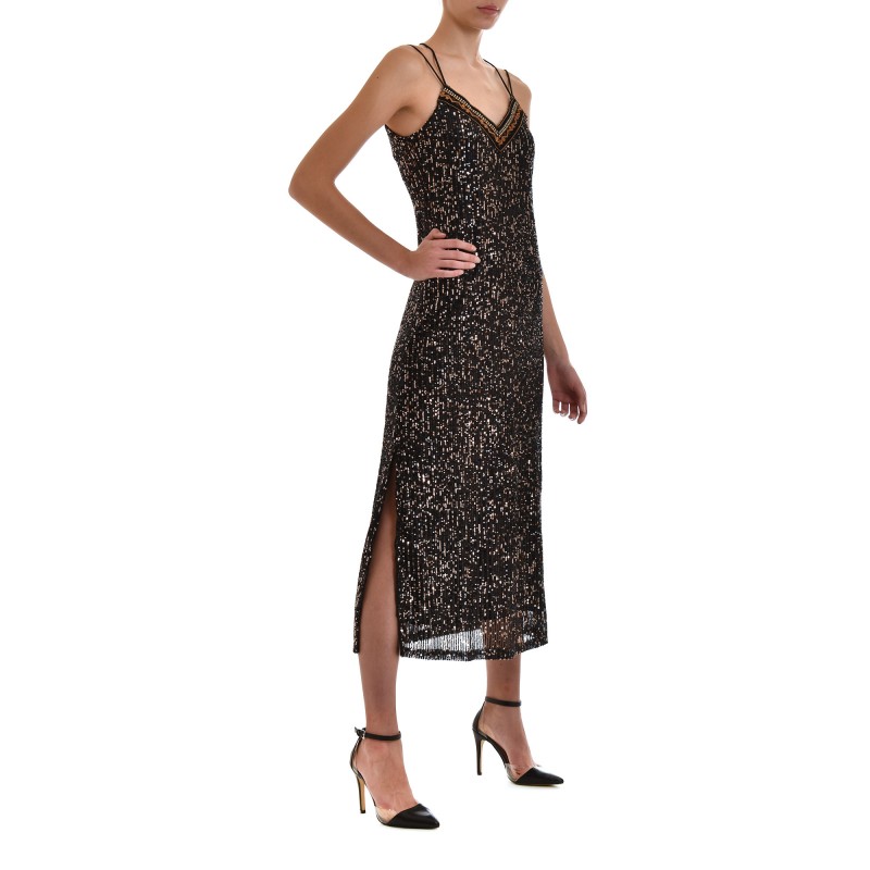 Nekane Dress Bianca Maxi Embroidered With Sequins-Black