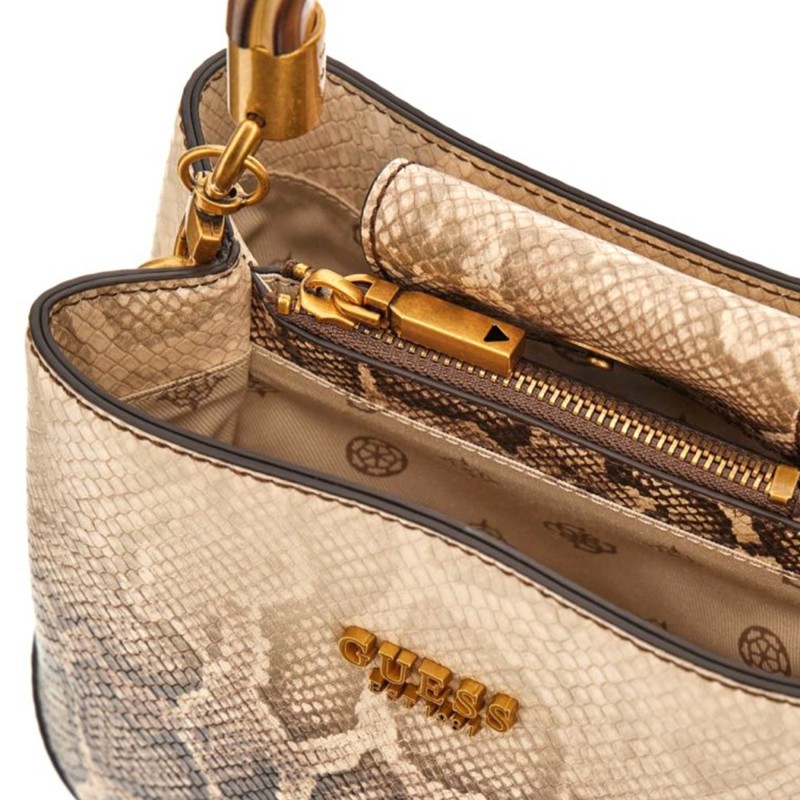 Guess Mini Handbag Backet Eire Sibel Python-Print-Natural Guess Mini Handbag Backet Eire Sibel Python-Print-Natural