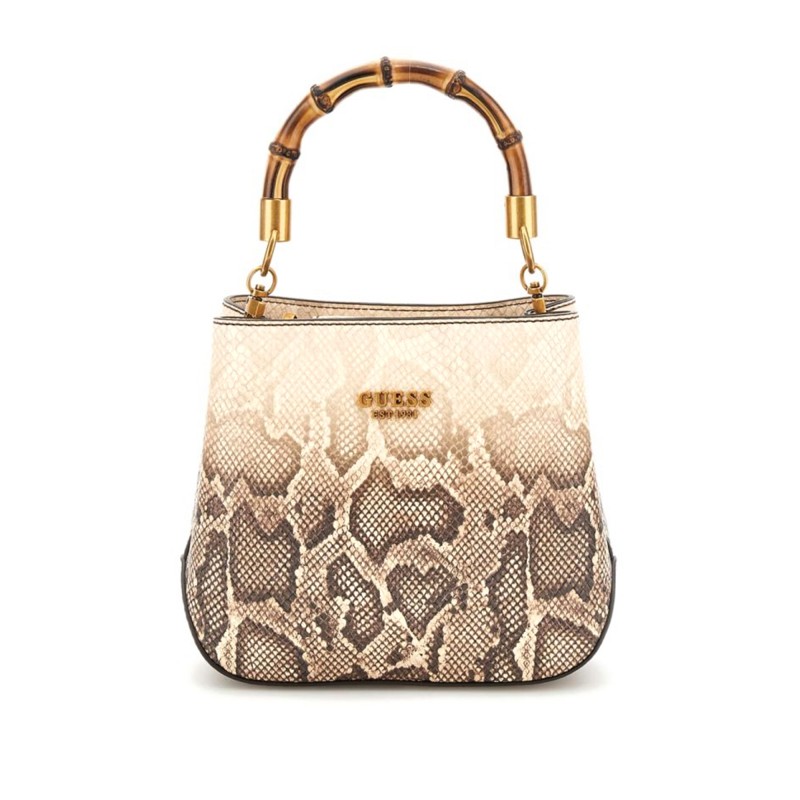 Guess Mini Handbag Backet Eire Sibel Python-Print-Natural Guess Mini Handbag Backet Eire Sibel Python-Print-Natural