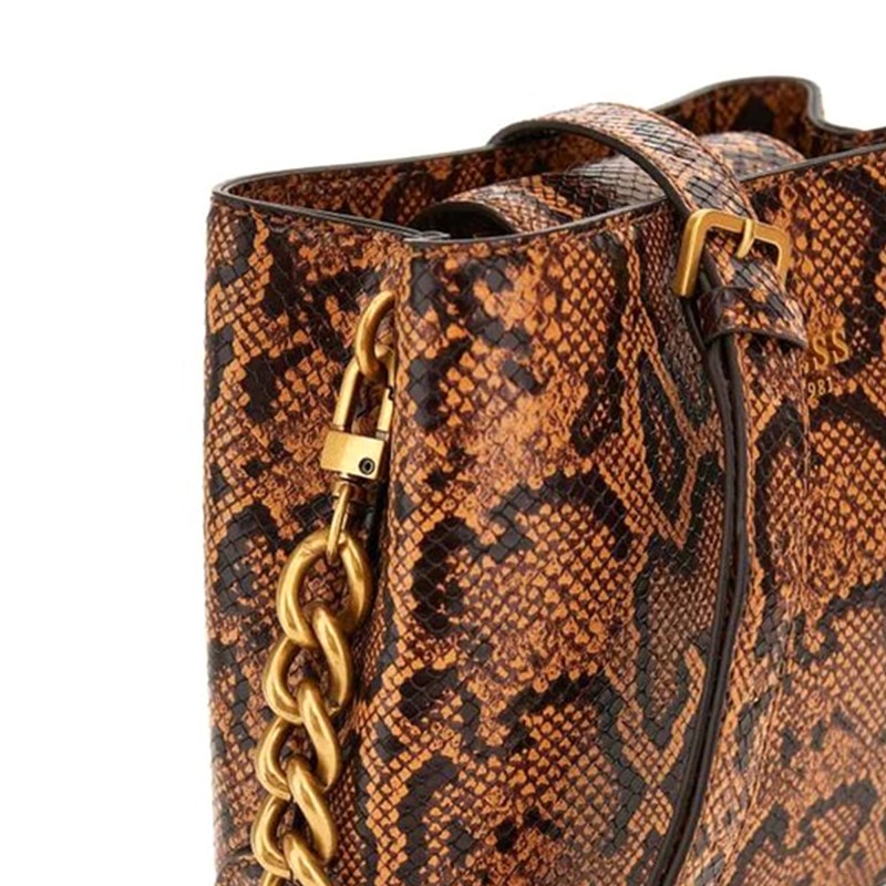 Guess Mini Handbag Eire Sibel Python-Print-Brown