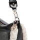 Guess Shoulder Bag Davika With Faux Fur-Black Guess Shoulder Bag Davika With Faux Fur-Black