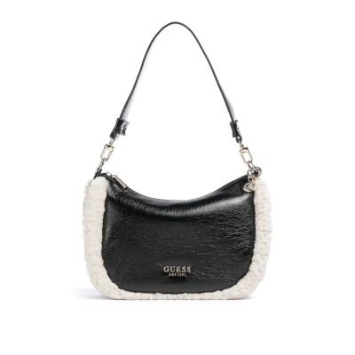 Guess Shoulder Bag Davika With Faux Fur-Black