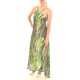 Lotus Eaters Long Satin Patterned Dress-Phosphorus Green Lotus Eaters Long Satin Patterned Dress-Phosphorus Green