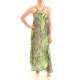 Lotus Eaters Long Satin Patterned Dress-Phosphorus Green Lotus Eaters Long Satin Patterned Dress-Phosphorus Green