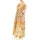 Lotus Eaters Satin Patterned Dress With V-Neckline-Mustard & Black
