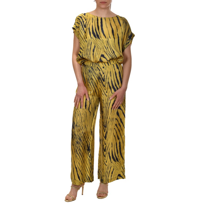 Lotus Eaters Relaxed Wide Fit Trousers-Mustard & Blue Lotus Eaters Relaxed Wide Fit Trousers-Mustard & Blue