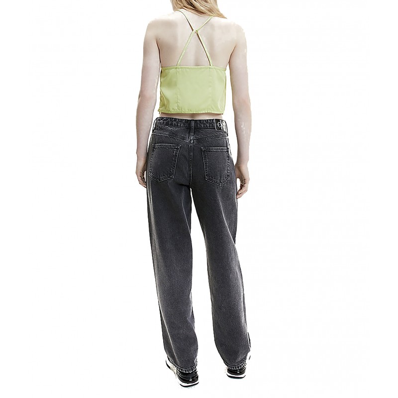 Calvin Klein Strappy Top Repeat Logo-Jaded Green
