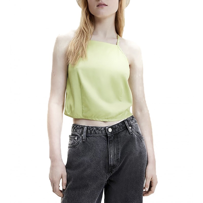 Calvin Klein Strappy Top Repeat Logo-Jaded Green