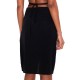 Calvin Klein Crepe Tie Waist Midi Skirt-CK Black