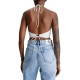 Calvin Klein Crinkle Rayon Drawstring Bra Top-Ancient White Calvin Klein Crinkle Rayon Drawstring Bra Top-Ancient White