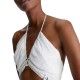 Calvin Klein Crinkle Rayon Drawstring Bra Top-Ancient White Calvin Klein Crinkle Rayon Drawstring Bra Top-Ancient White